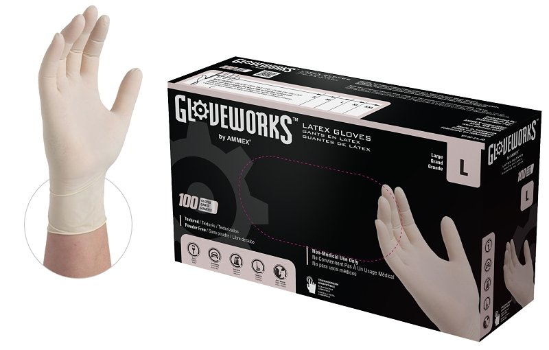 GLOVE LATEX TXRD IVORY 4MIL L 