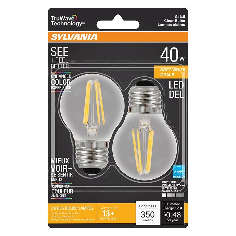 BULB LED G16.5 CLEAR SFTWHT 4W