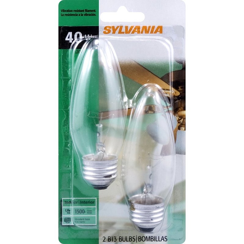 BULB FAN CLR B13 AL BS 40W 2PK