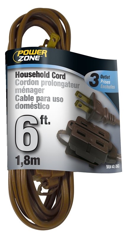 CORD EXT INDR 16/2SPTX6FT BRN 