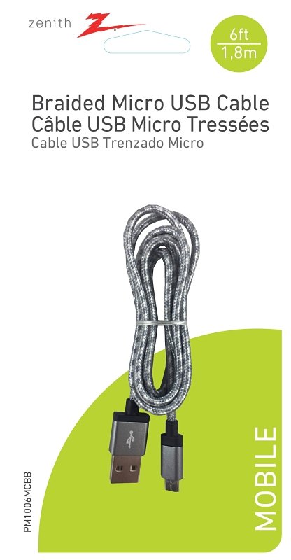 USB MICRO-USB A BRDD BLK 6FT  