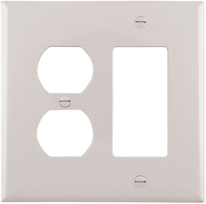 WALL PLT 2G RECPT/DECR MID WHT