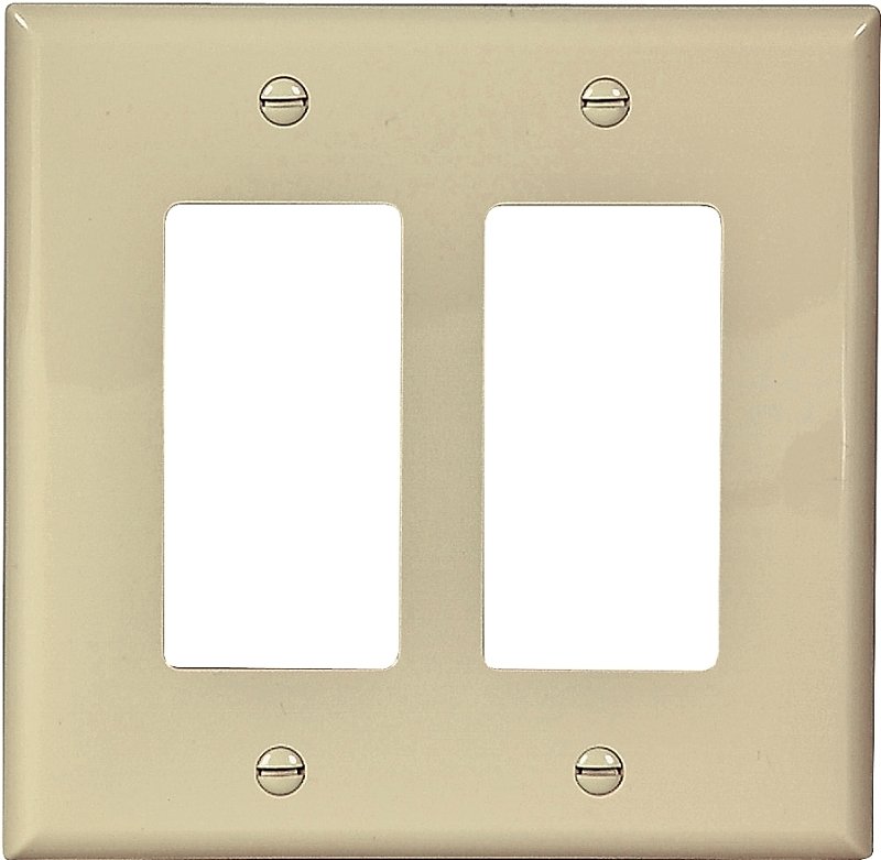 WALL PLATE 2GANG DECR MID IVRY