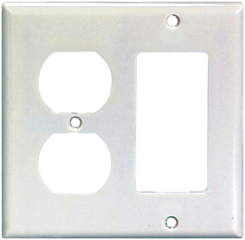 WALL PLT 2G RECPT/DECR STD WHT
