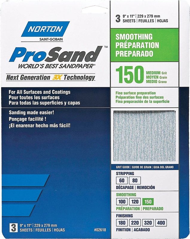 SANDPAPER AL OXD 150GRT 9X11IN