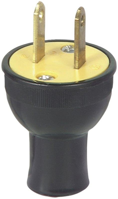PLUG RND 2WIRE BLK 15A 125V   