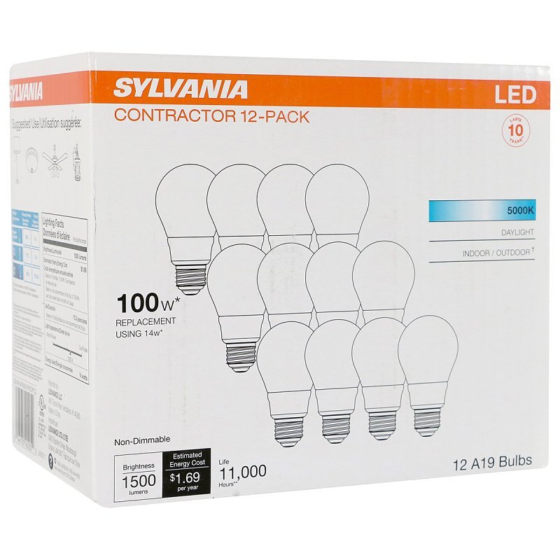 LED 14W A19 5000K MED PK12    