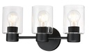 FIXTURE LIGHT 3LT WALL MAT BLK