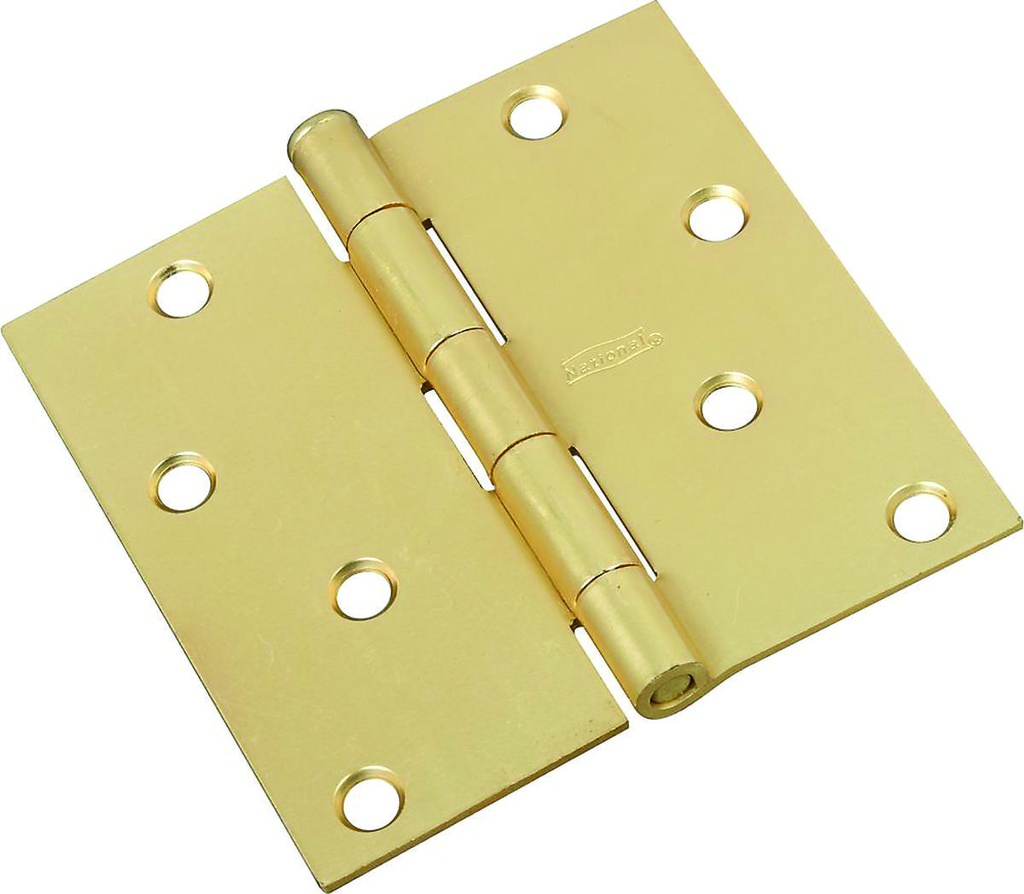 HINGE DOOR 4IN SQ CNR BRASS   