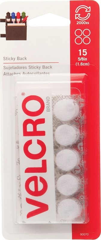 FASTENER VELCRO COIN 5/8IN WHT