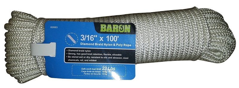 ROPE NYLN WHITE 3/16IN X 100FT