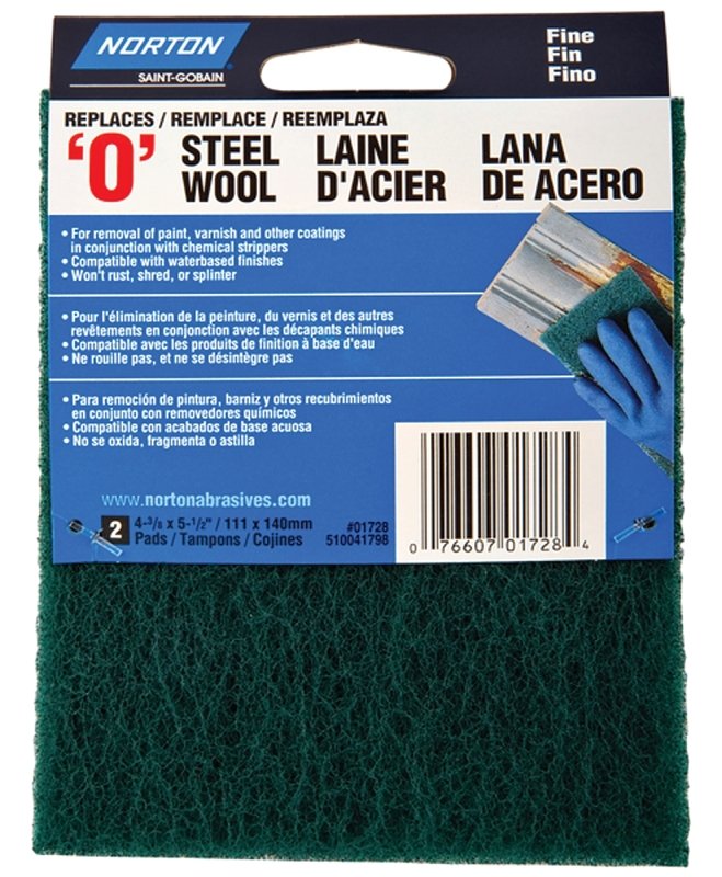 PAD STEEL WOOL SYN GREEN FINE 