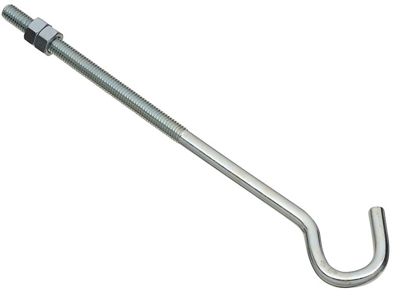 BOLT J-HOOK 3/8X10IN ZINC     
