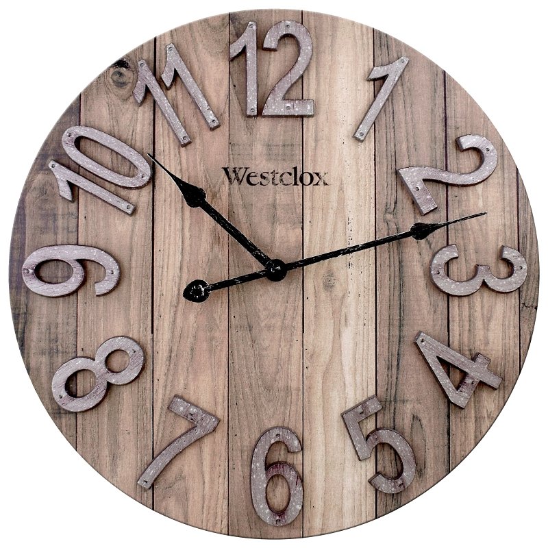 CLOCK WALL ANALOG WOOD 15.5IN 