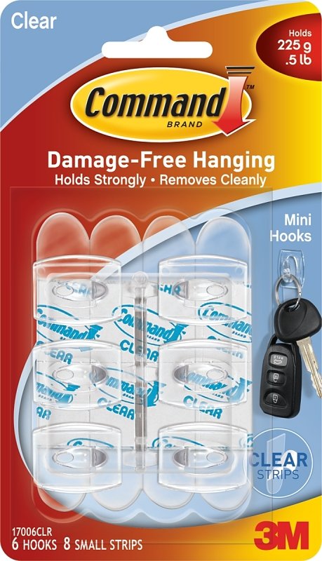 HOOK UTILITY MINI W/STRIP CLR 