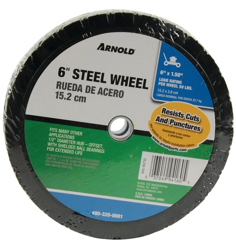MOWER WHEEL STEEL HUB 6"X1.50"