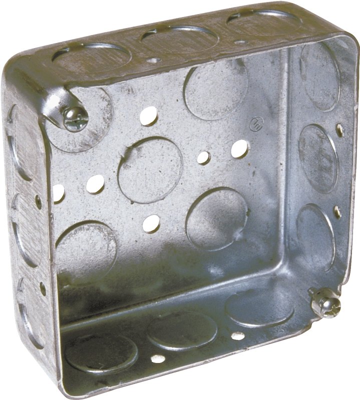 BOX OUTLET STL 4X1.5IN SQ1/2KO