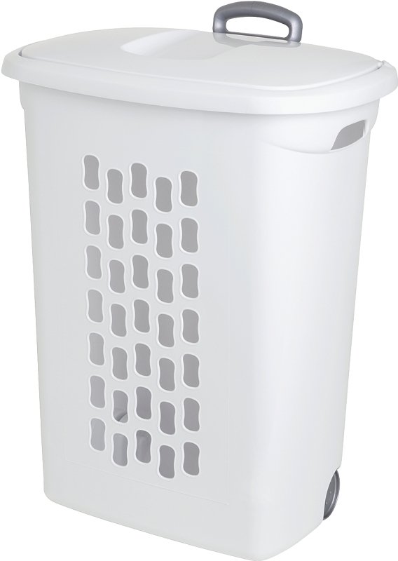 HAMPER LAUNDRY WHEELED WHITE  