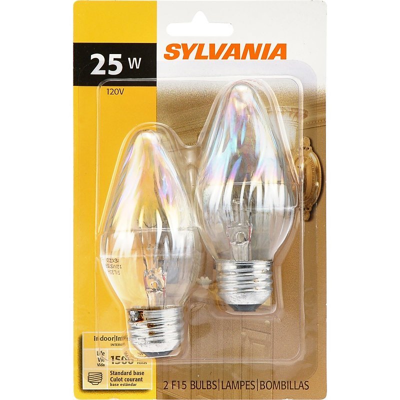 25W Clear Chandelier Light Bulbs - 2 Pack