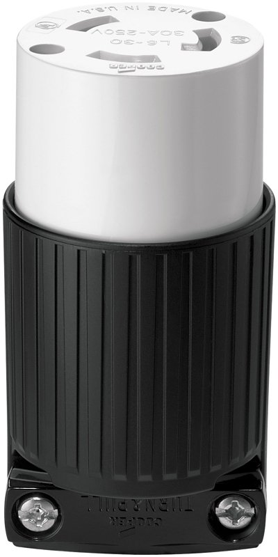 CONN LCK 30A BLK/WHT          