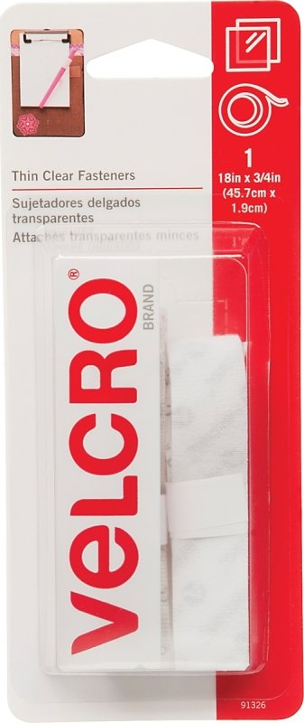 FASTENER VELCRO TAPE 18IN CLR 