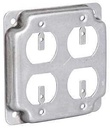 4 in. Steel Metallic, Square Box Cover, 2 Duplex, 1/2 in. Raised (1-Pack)