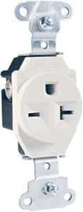 [0251769] Heavy-Duty Single Receptacle, 2 -Pole, 250 VAC, 20 a, Side Wiring, NEMA: NEMA 6-20R, White