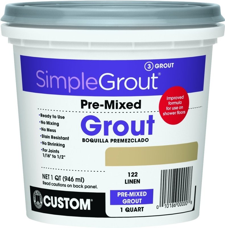 CUSTOM PMG122QT Tile Grout, Paste, Characteristic, Linen, 1 qt Pail
