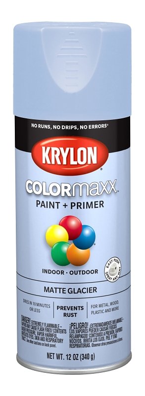 Krylon K05551007 Enamel Spray Paint, Matte, Glacier, 12 oz, Can