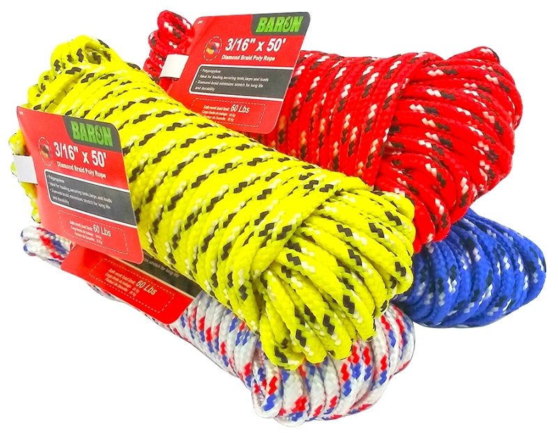ROPE POLY DMND BRD 3/16INX50FT